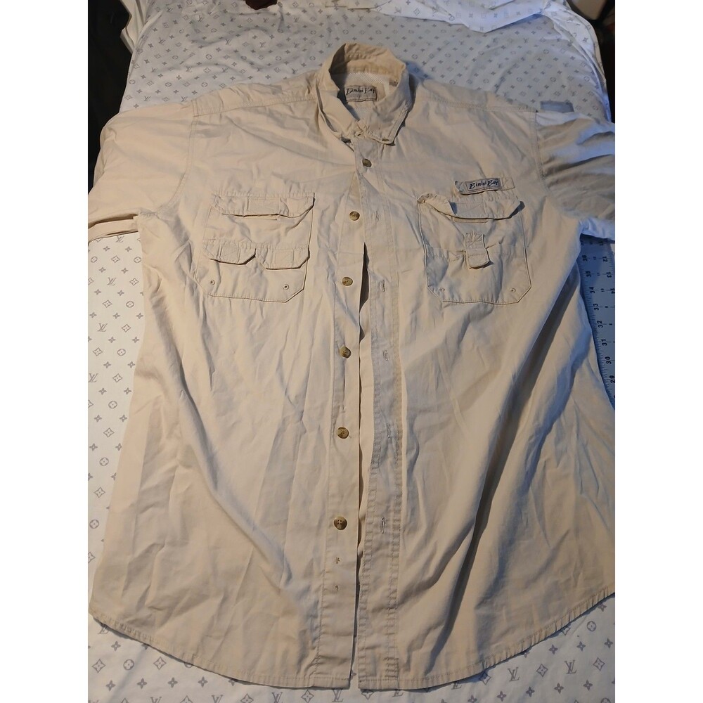 BIMINI BAY OUTFITTERS SHORT SLEEVE SHIRT LARGE NYLON POLYESTER BEAUTIFUL